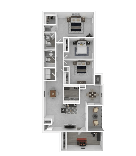 4 Bed - 2 Bath Floorplan, at Halsey Flats, Louisville, 40207